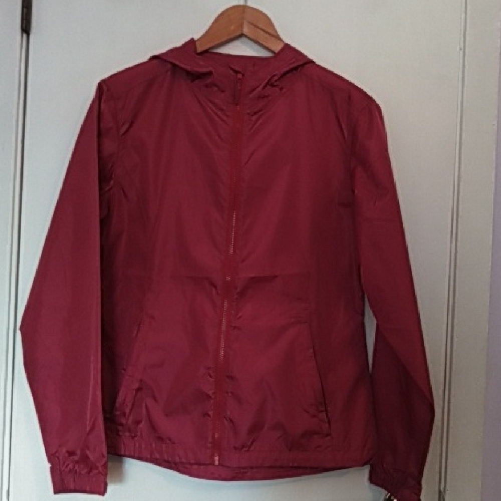 Red Windbreaker with Elastic Cuffs and Lightweight Design